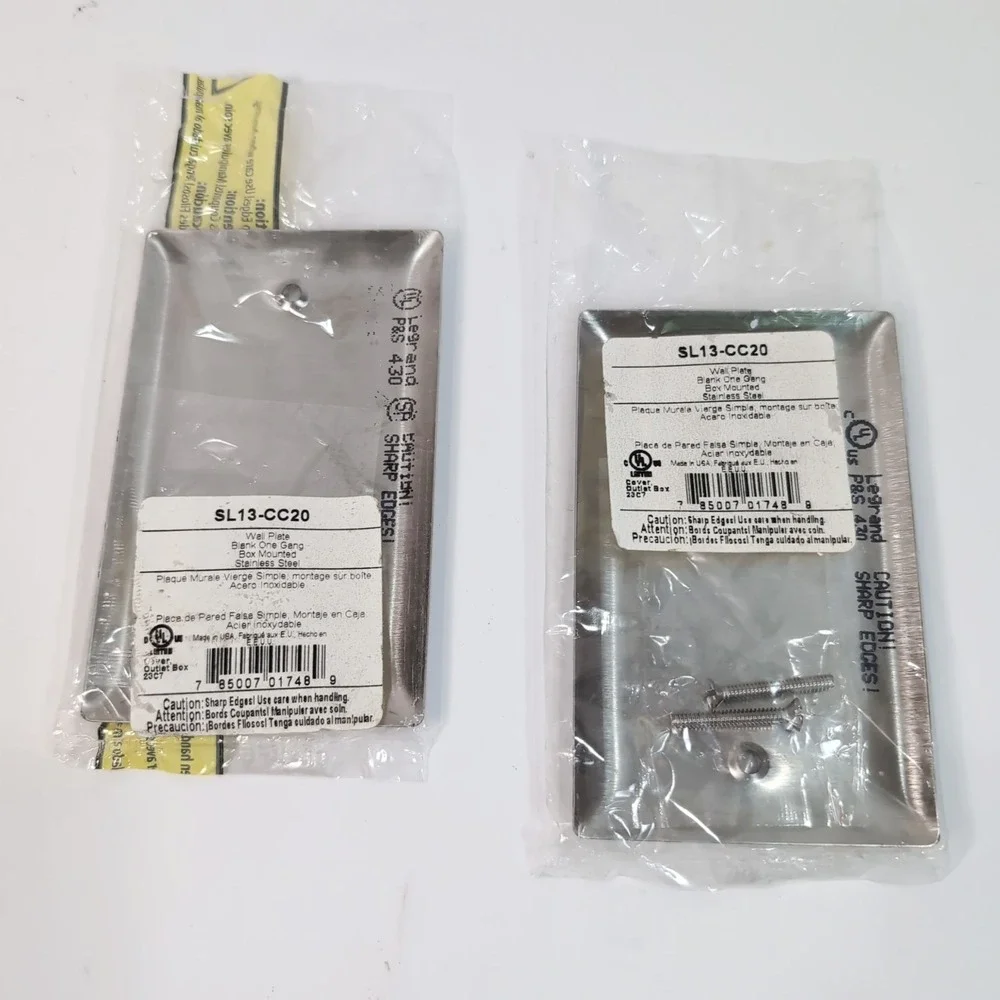 LEGRAND SL13-CC20 / SL13CC20 Wall Plate Outlet Cover Stainless Steel Lot of 2